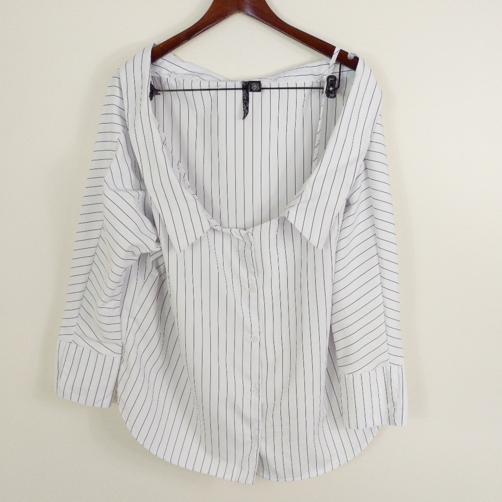 La Classe Couture Oversized Striped Blouse Size Large